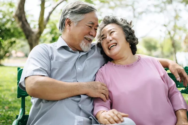 Senior Couple on a Park Bench